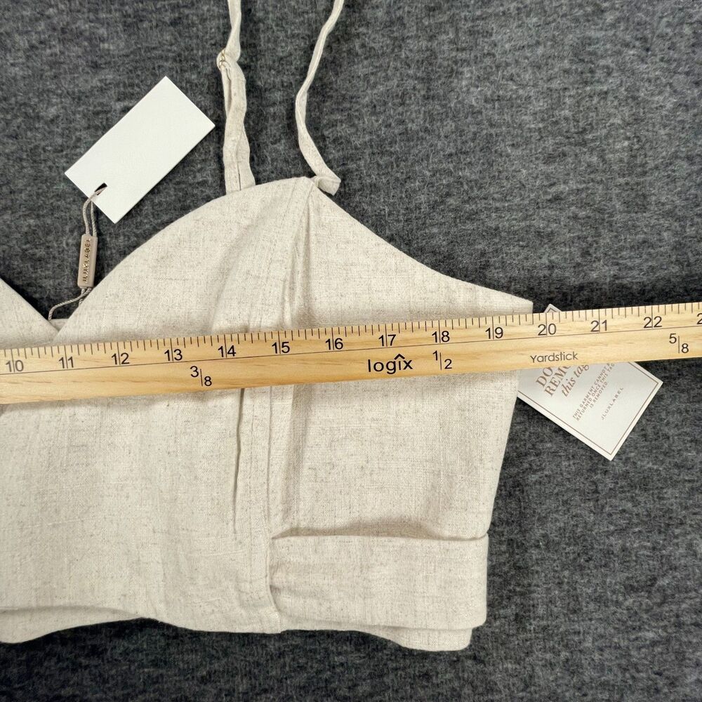 NWT JLUXLABEL Linen Blend Crop Top XL Neutral Cream Belted Cami Bralette New - Picture 4 of 8